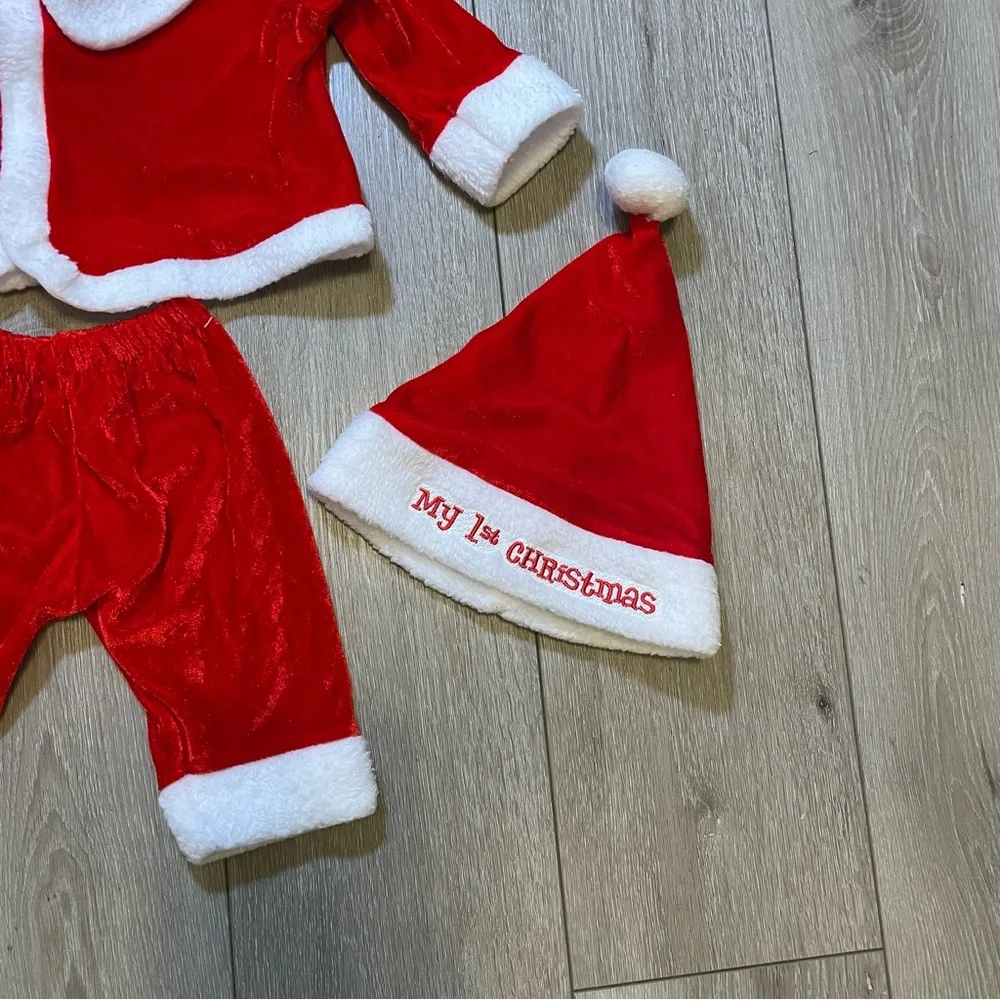 Baby Infant My First Christmas 3-Piece Santa Outfit Jacket, Pants, Hat 0-12‎ M